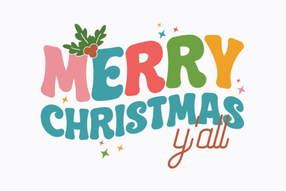 Christmas Merry Christmas Y'all Retro Graphics for Crafts